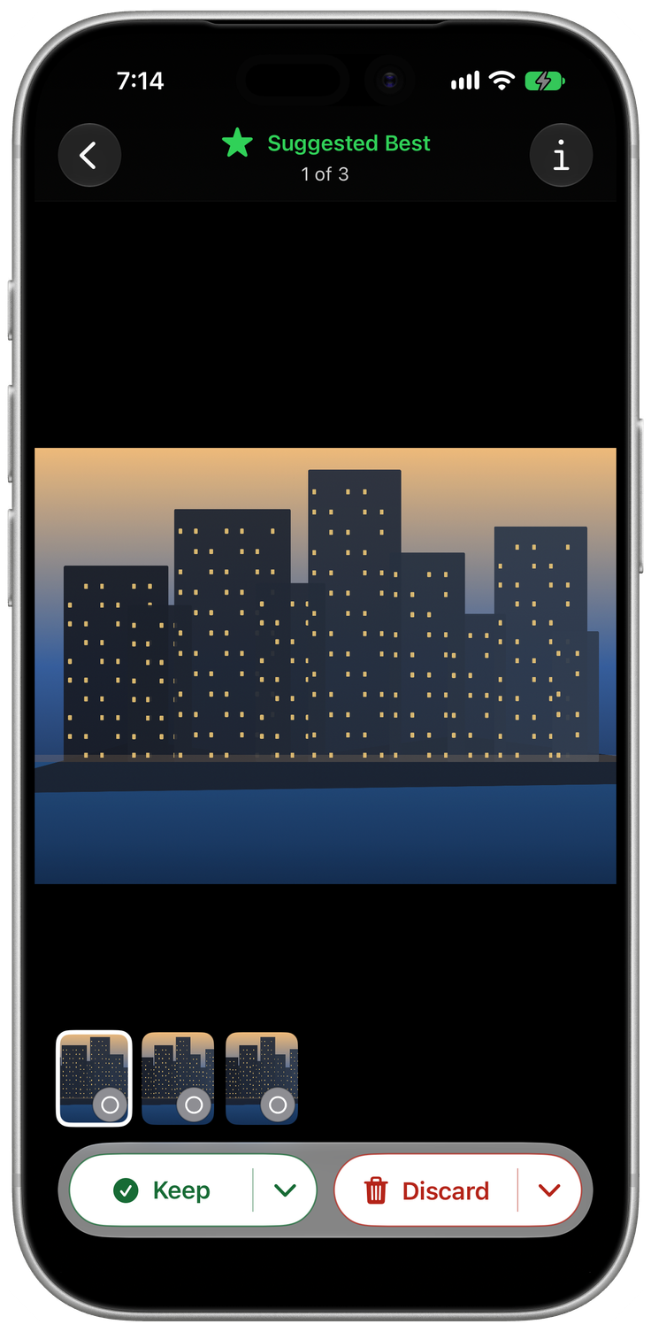 PhotoTidy interface: Keep your favorites