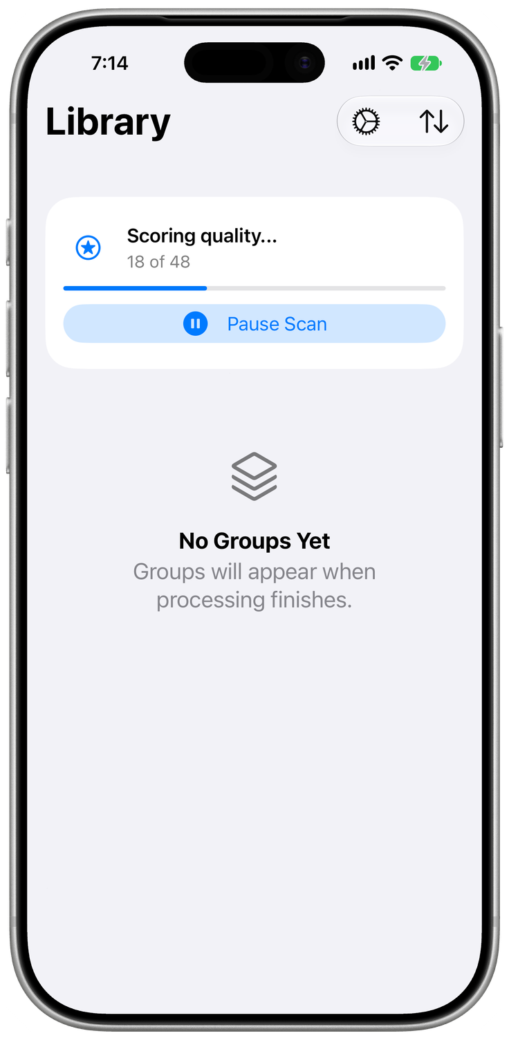PhotoTidy interface: Find duplicates